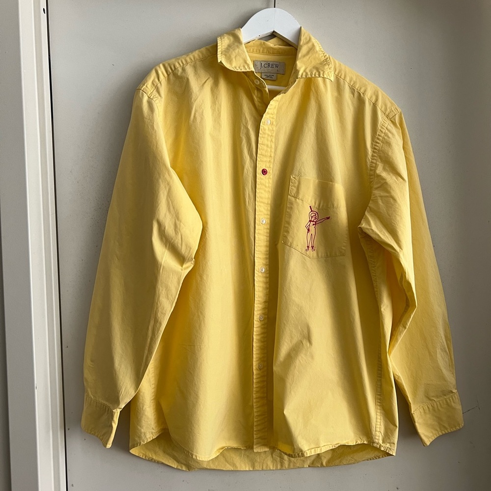 J. Crew Yellow Button Down Shirt with Astronaut